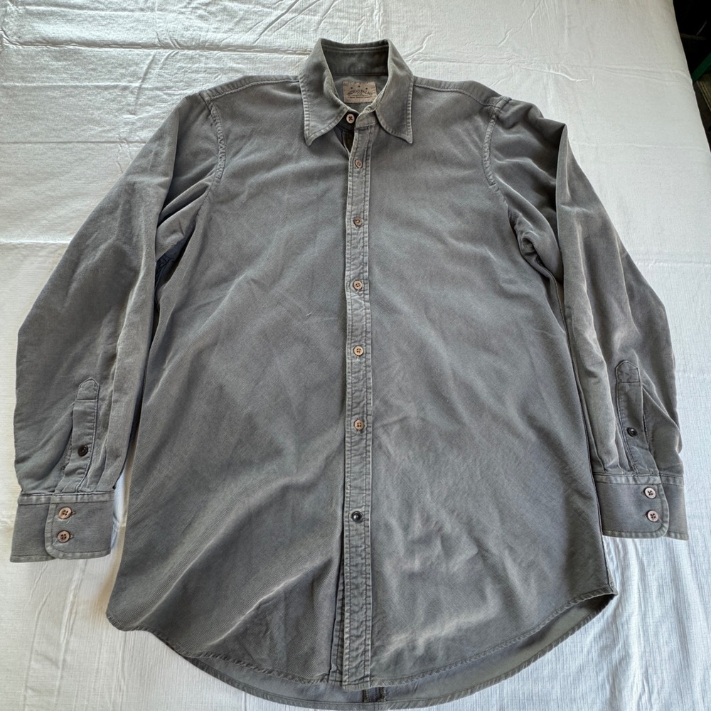 Indigo Palms Tommy Bahama Mens Corduroy Long Sleeve Button Up Shirt Gray Medium‎